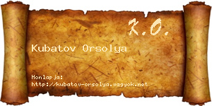 Kubatov Orsolya névjegykártya